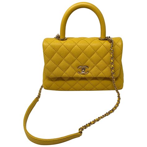 chanel yellow coco handle|Chanel coco top handle small.